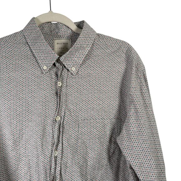 Billy Reid Slim Cut Long Sleeve Button Down Shirt Geometric Office Mens Large - Picture 2 of 5